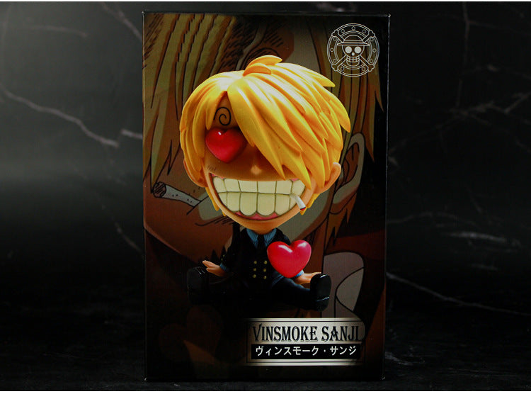 ONE PIECE SanJi Sitting Big Head Figure 9cm Height Anime Mini Kawaii Figurine