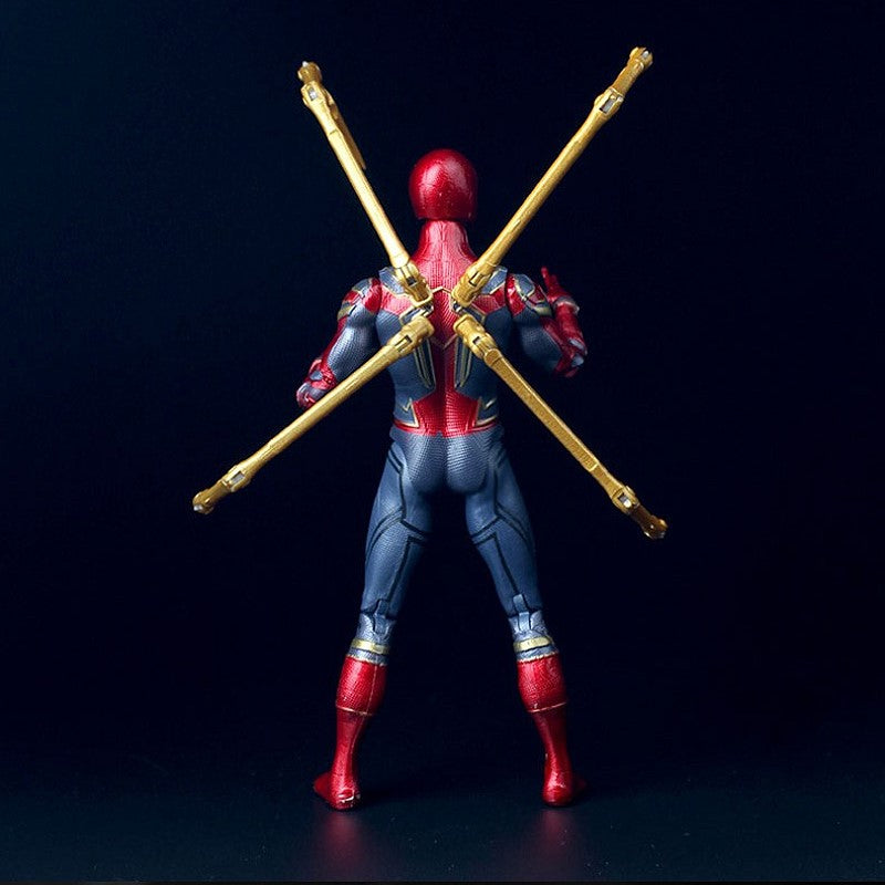 7-inch Iron Spider Man Superhero Action Figure Toy with LED Light Base Support