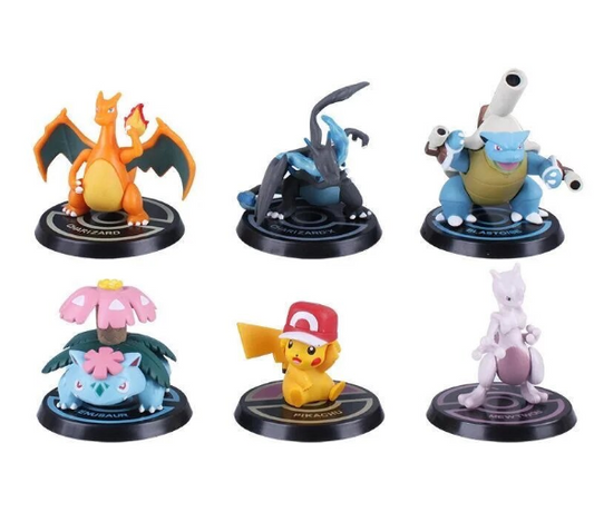 Large Size Pokémon Pikachu Figure, Pocket Monsters Set of 6, Action Figure Toy Ornaments