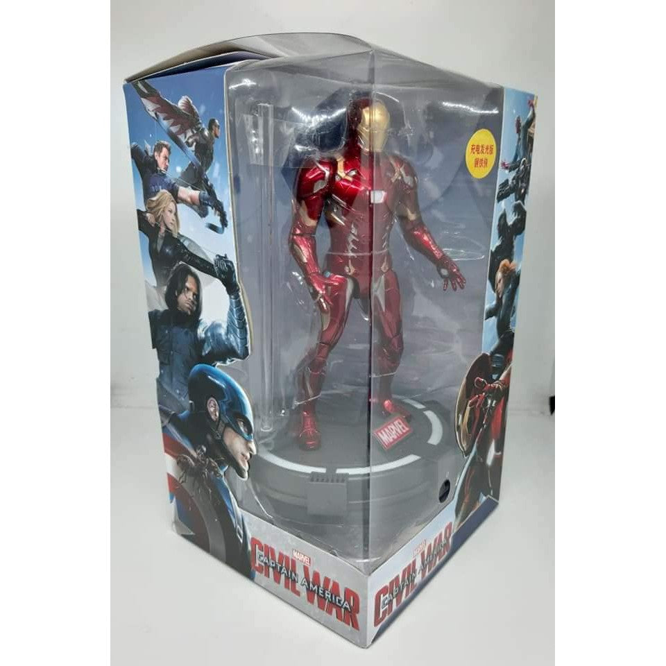 7-inch Iron Man Superhero Action Figure Toy with LED Light Base Support