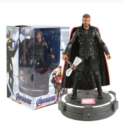 7-inch Thor Superhero Action Figure Toy with LED Light Base Support