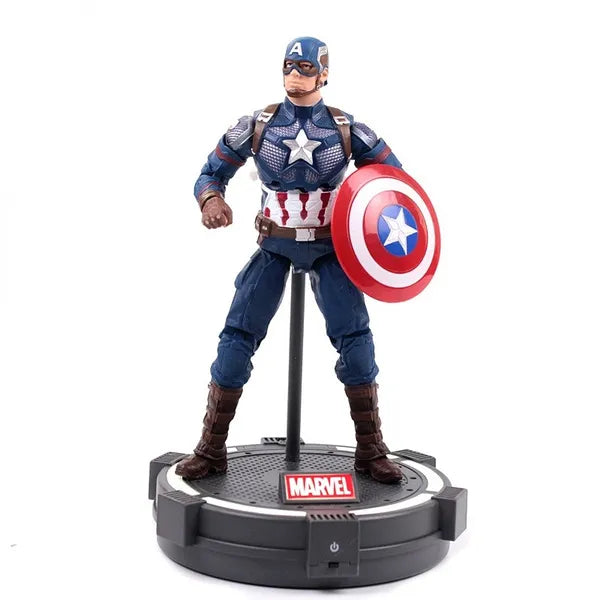 7-inch Captain America Superhero Action Figure Toy with LED light base support