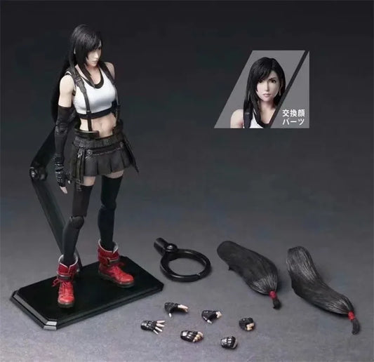 25CM Play arts PA Tifa Lockhart 25cm PVC Origial Figure Figurine Moveable Model with 2 Replace Faces FF7