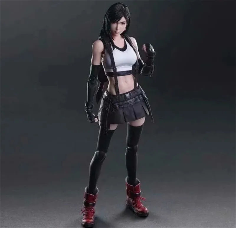 25CM Play arts PA Tifa Lockhart 25cm PVC Origial Figure Figurine Moveable Model with 2 Replace Faces FF7