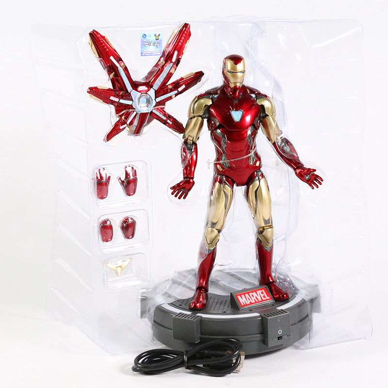 7-inch MK85 Iron Man Superhero Action Figure Toy with LED Light Base Support