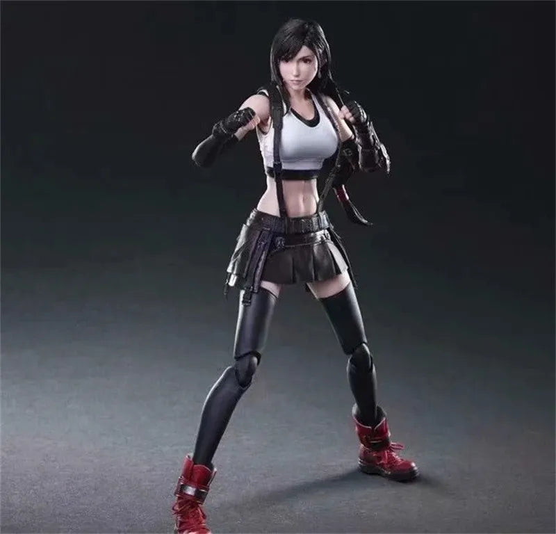 25CM Play arts PA Tifa Lockhart 25cm PVC Origial Figure Figurine Moveable Model with 2 Replace Faces FF7