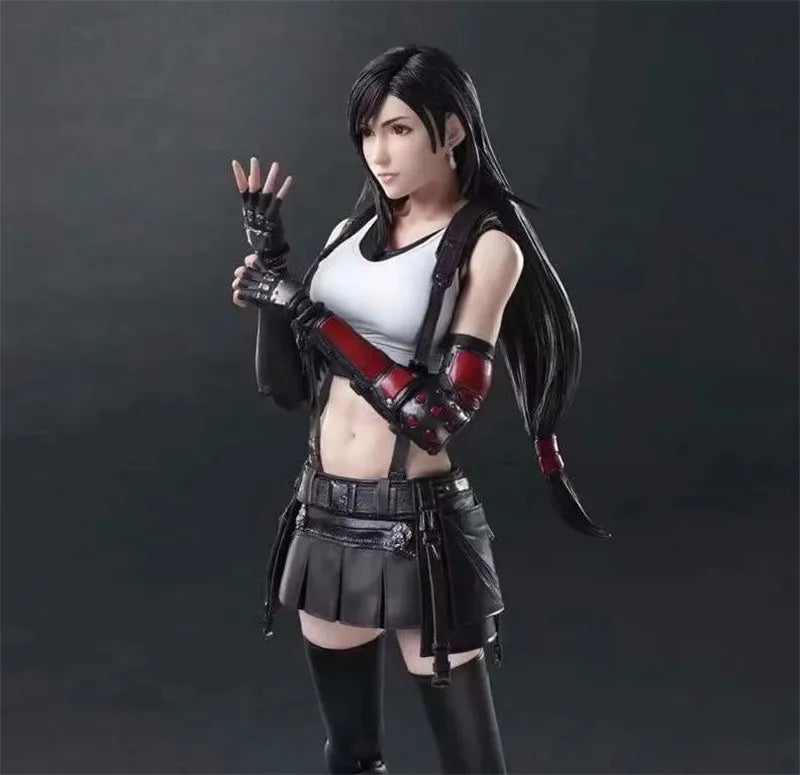 25CM Play arts PA Tifa Lockhart 25cm PVC Origial Figure Figurine Moveable Model with 2 Replace Faces FF7