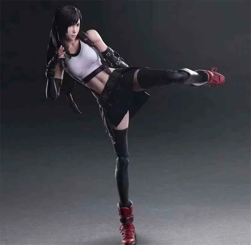 25CM Play arts PA Tifa Lockhart 25cm PVC Origial Figure Figurine Moveable Model with 2 Replace Faces FF7