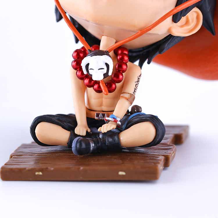 Anime One Piece Figure Sitting posture Q Version Portgas D Ace Figure PVC Action Figure Toys Model Doll Collectible