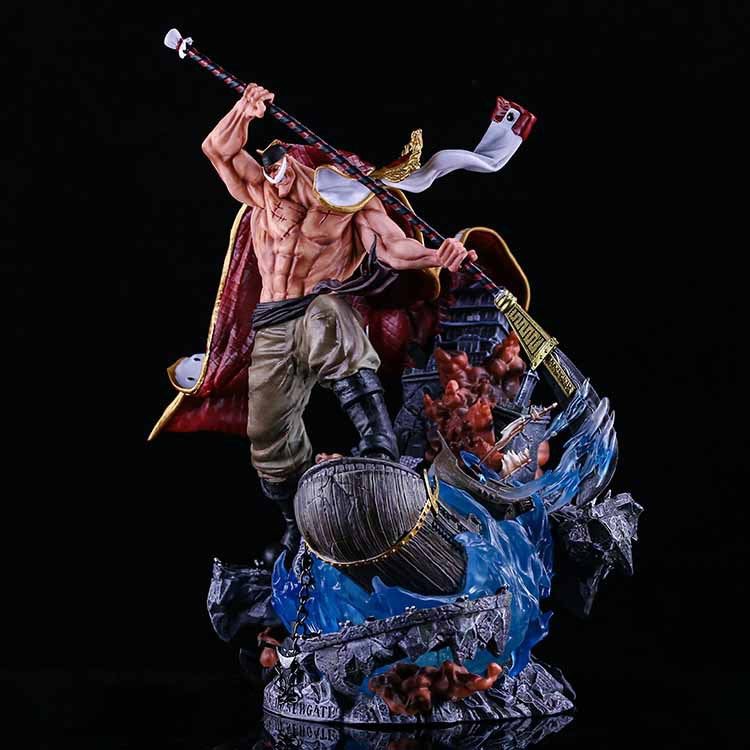 One Piece Anime Figure Pirates IV Glow JM White Beard Dad Edward Newgate Top War Statue Handmade Model