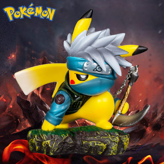 Pikachu Cosplaying as Kakashi Figure Ornament: Naruto's Kakashi Hatake Anime Doll, 2D Model