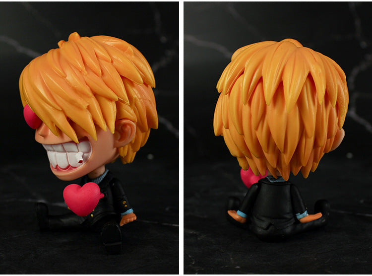 ONE PIECE  SanJi Sitting Big Head Figure 9cm Height Anime Mini Kawaii Figurine