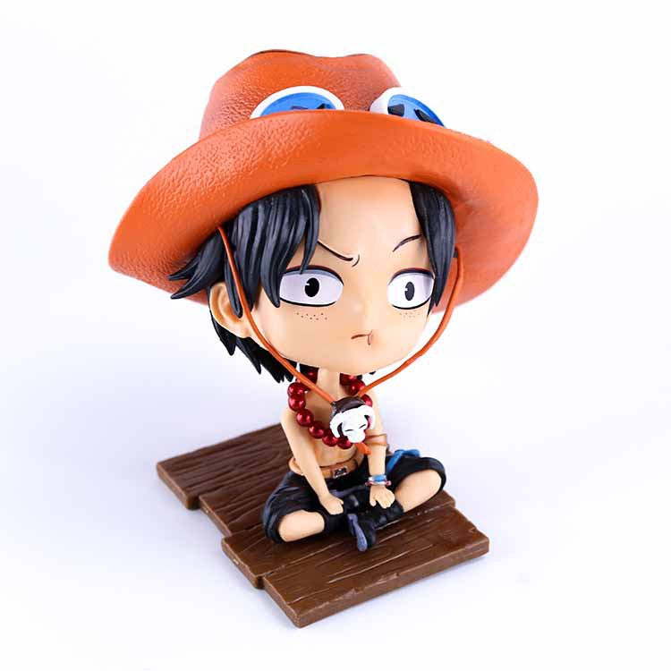 Anime One Piece Figure Sitting posture Q Version Portgas D Ace Figure PVC Action Figure Toys Model Doll Collectible