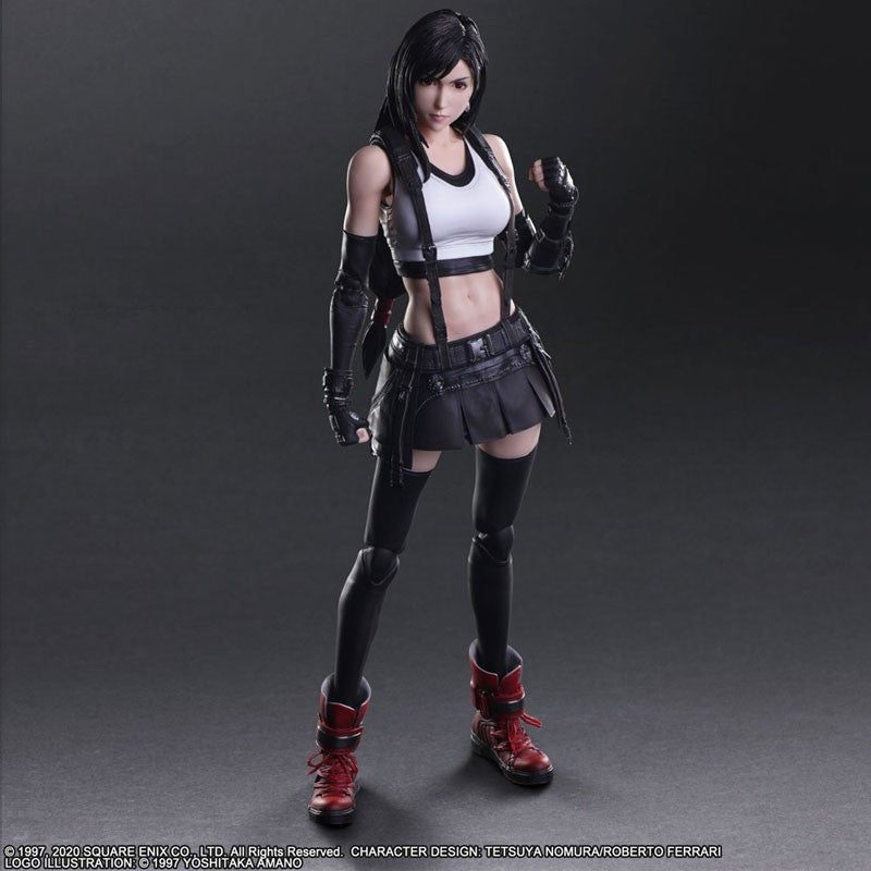 25CM Play arts PA Tifa Lockhart 25cm PVC Origial Figure Figurine Moveable Model with 2 Replace Faces FF7