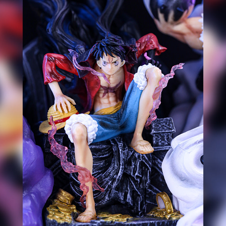 One Piece Anime Figure Luffy Gk Ls Anniversary Throne Enel Katakuri Statue Pvc Action Figurine Collectible Toy Model