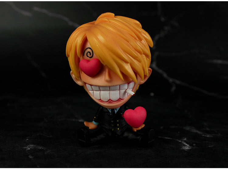 ONE PIECE  SanJi Sitting Big Head Figure 9cm Height Anime Mini Kawaii Figurine