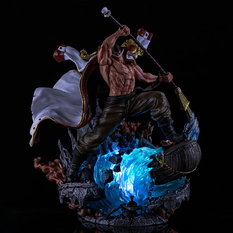 One Piece Anime Figure Pirates IV Glow JM White Beard Dad Edward Newgate Top War Statue Handmade Model