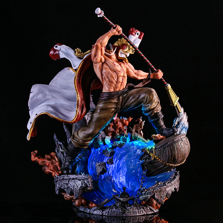 One Piece Anime Figure Pirates IV Glow JM White Beard Dad Edward Newgate Top War Statue Handmade Model