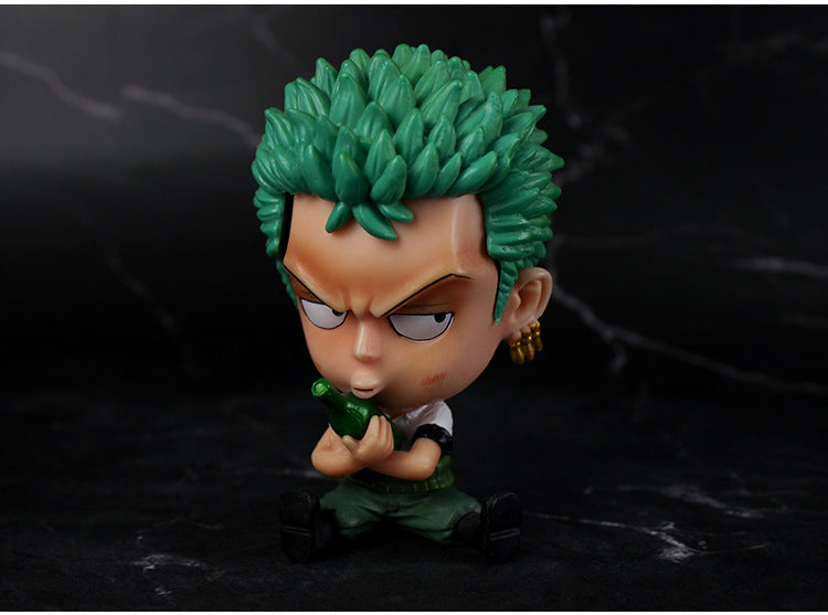 One Piece Anime Doll Solon Roronoa Zoro Decoration Model Childhood Q Version Luffy Model Doll Toy