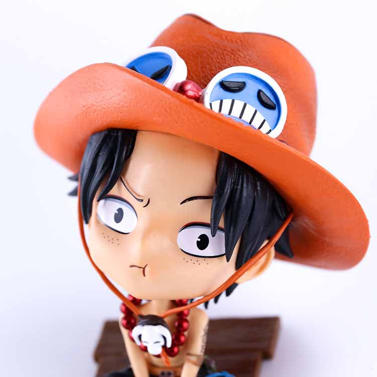 Anime One Piece Figure Sitting posture Q Version Portgas D Ace Figure PVC Action Figure Toys Model Doll Collectible