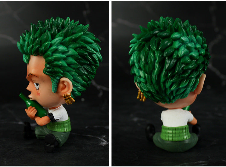 One Piece Anime Doll Solon Roronoa Zoro Decoration Model Childhood Q Version Luffy Model Doll Toy