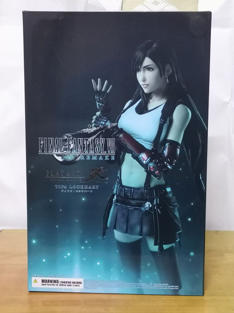 25CM Play arts PA Tifa Lockhart 25cm PVC Origial Figure Figurine Moveable Model with 2 Replace Faces FF7