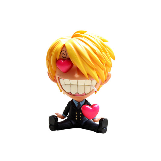 ONE PIECE  SanJi Sitting Big Head Figure 9cm Height Anime Mini Kawaii Figurine