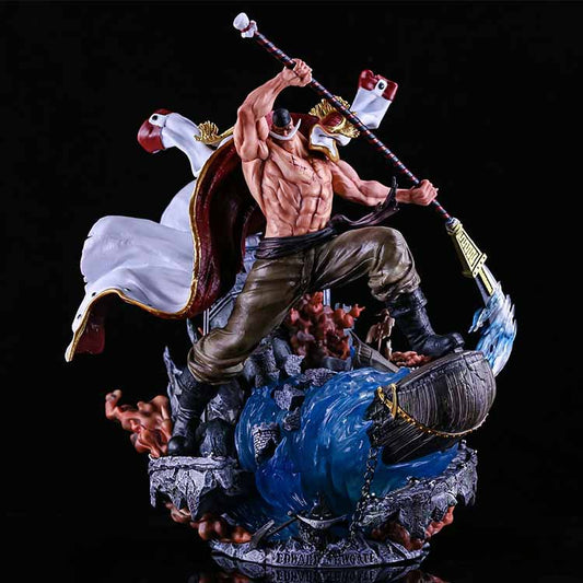 One Piece Anime Figure Pirates IV Glow JM White Beard Dad Edward Newgate Top War Statue Handmade Model