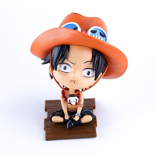 Anime One Piece Figure Sitting posture Q Version Portgas D Ace Figure PVC Action Figure Toys Model Doll Collectible