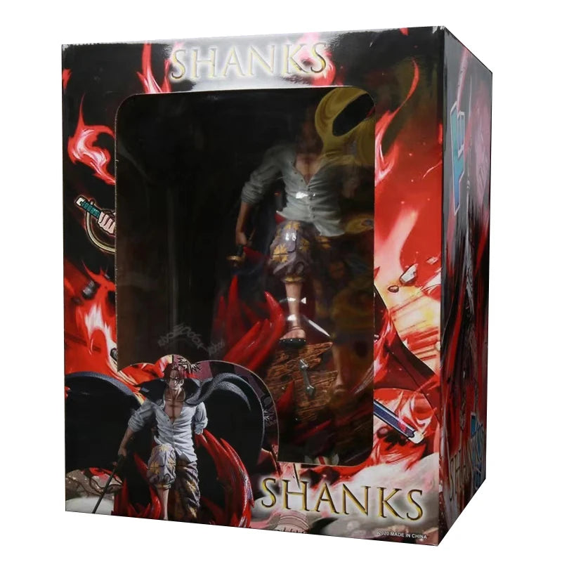 Anime One Piece Yonko Red Haired Shanks Sword Cloak 36cm Figure GK Statue Toy