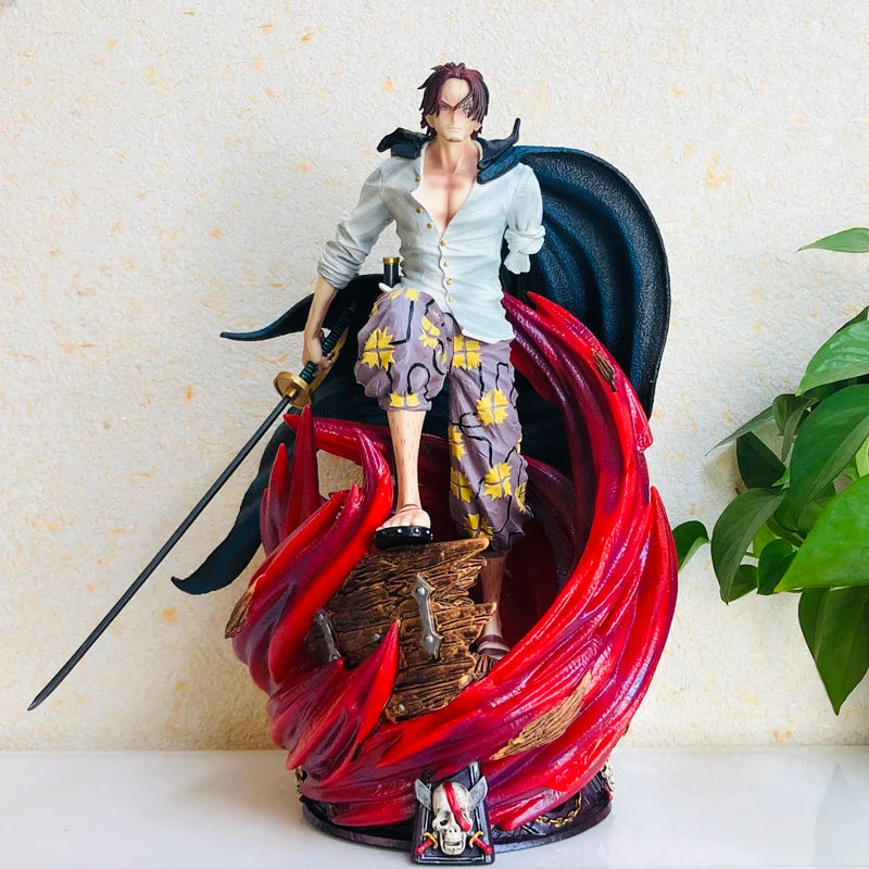 Anime One Piece Yonko Red Haired Shanks Sword Cloak 36cm Figure GK Statue Toy