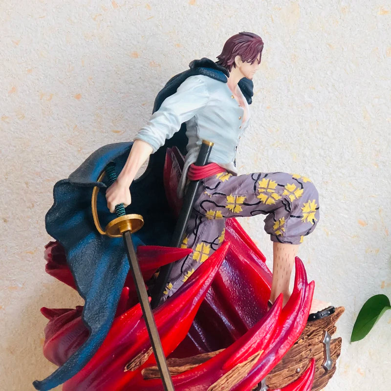 Anime One Piece Yonko Red Haired Shanks Sword Cloak 36cm Figure GK Statue Toy