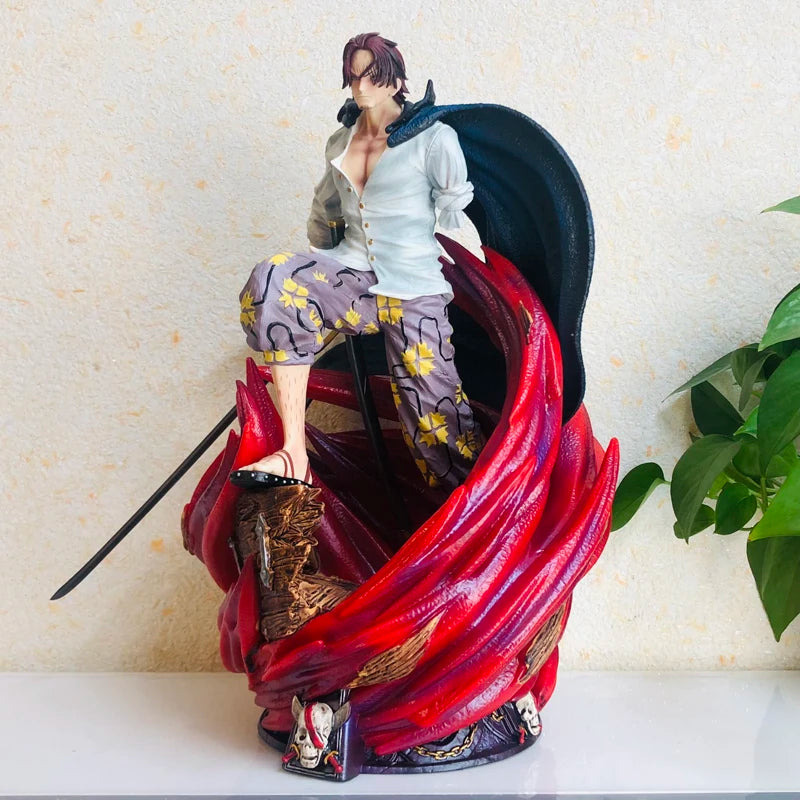 Anime One Piece Yonko Red Haired Shanks Sword Cloak 36cm Figure GK Statue Toy