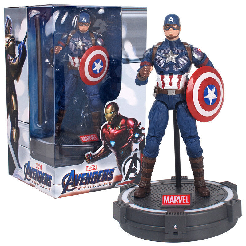 7-inch Captain America Superhero Action Figure Toy with LED light base support