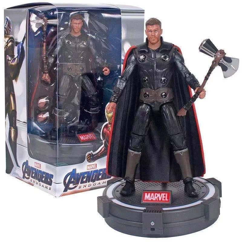 7-inch Thor Superhero Action Figure Toy with LED Light Base Support