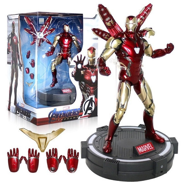 7-inch MK85 Iron Man Superhero Action Figure Toy with LED Light Base Support