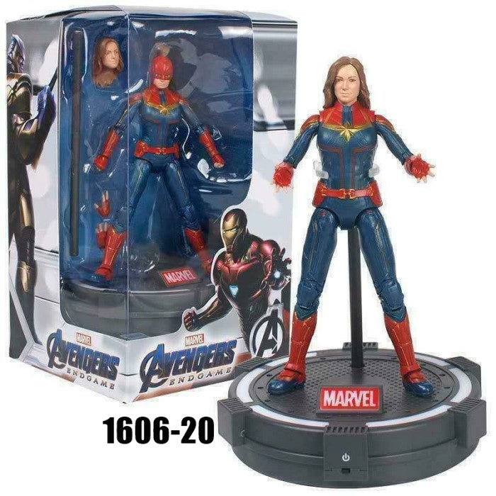 7-inch Captain Marvel Figure Toy with LED Light Base Support