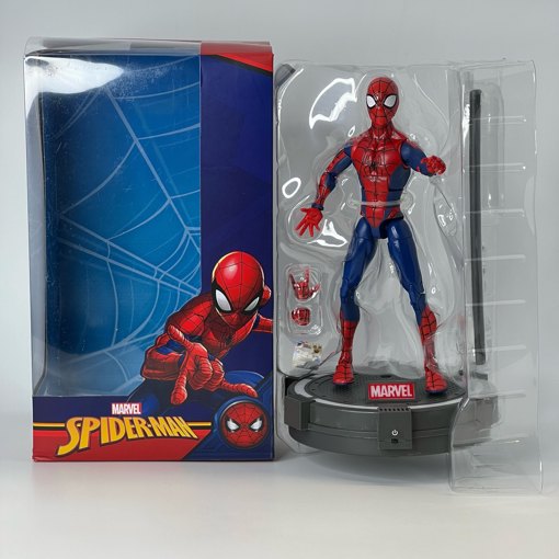 7-inch Spider Man Superhero Action Figure Toy with LED Light Base Support