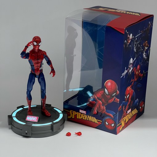 7-inch Spider Man Superhero Action Figure Toy with LED Light Base Support