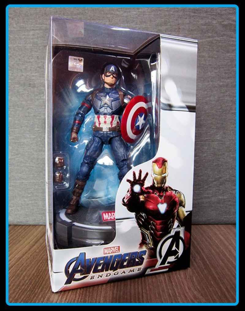 7-inch Captain America Superhero Action Figure Toy with LED light base support