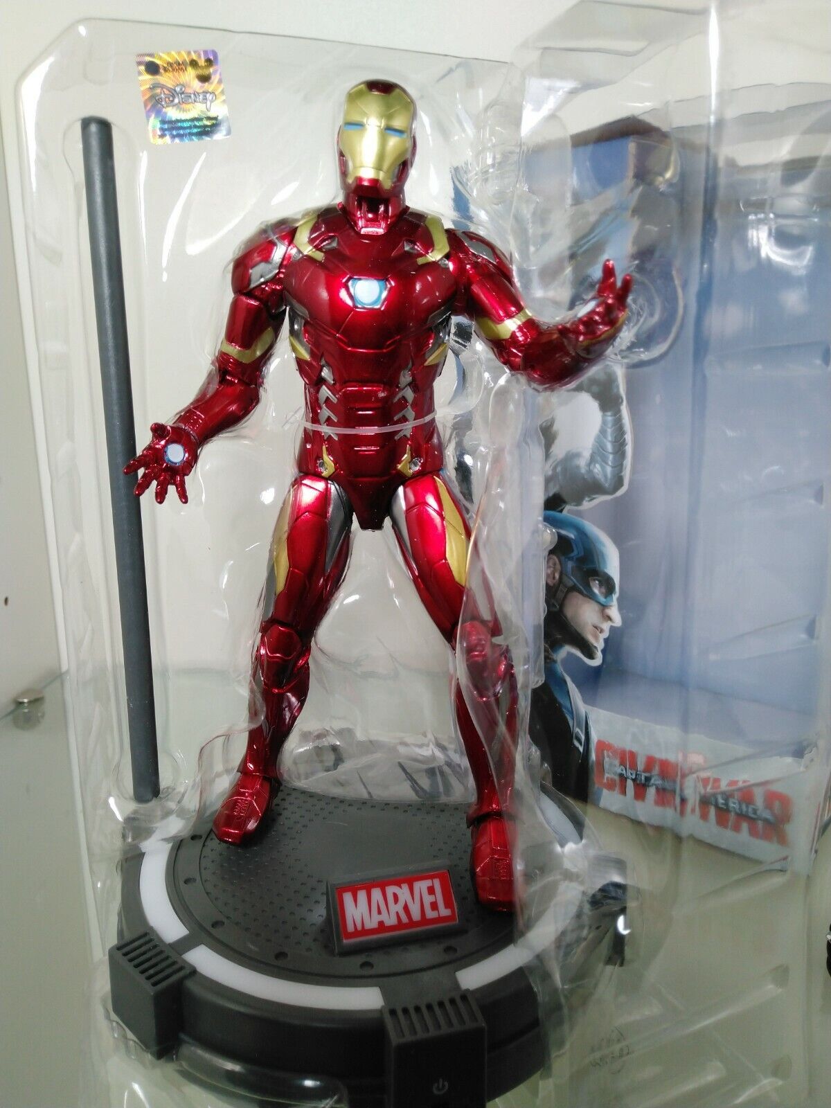 7-inch Iron Man Superhero Action Figure Toy with LED Light Base Support