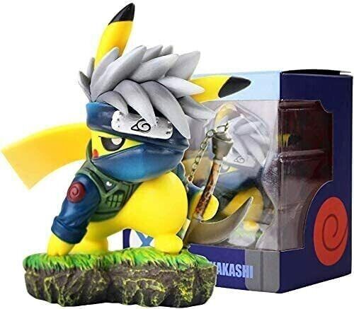 Pikachu Cosplaying as Kakashi Figure Ornament: Naruto's Kakashi Hatake Anime Doll, 2D Model